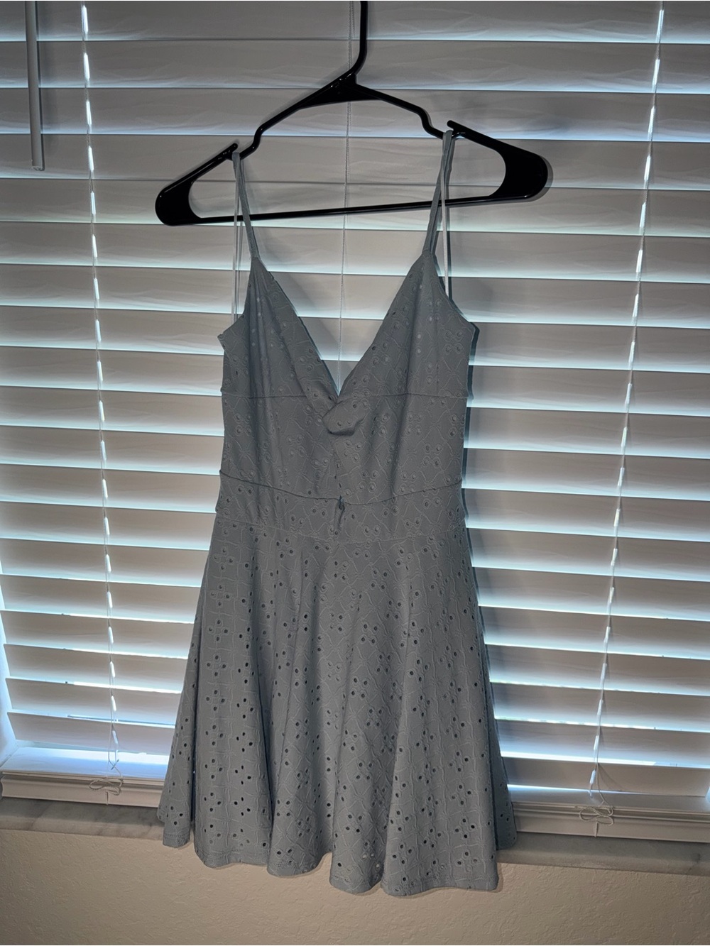 Windsor Light Blue Eyelet A-Line Spaghetti Strap Dress